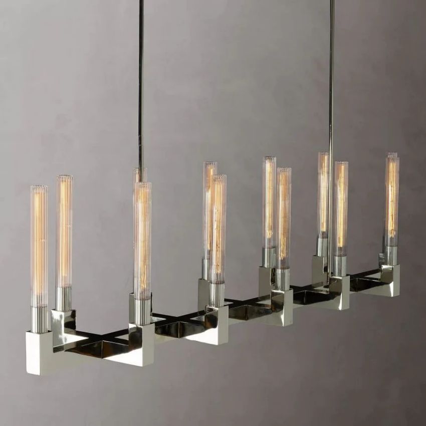 Prismatic Glass Linear Chandelier 67"