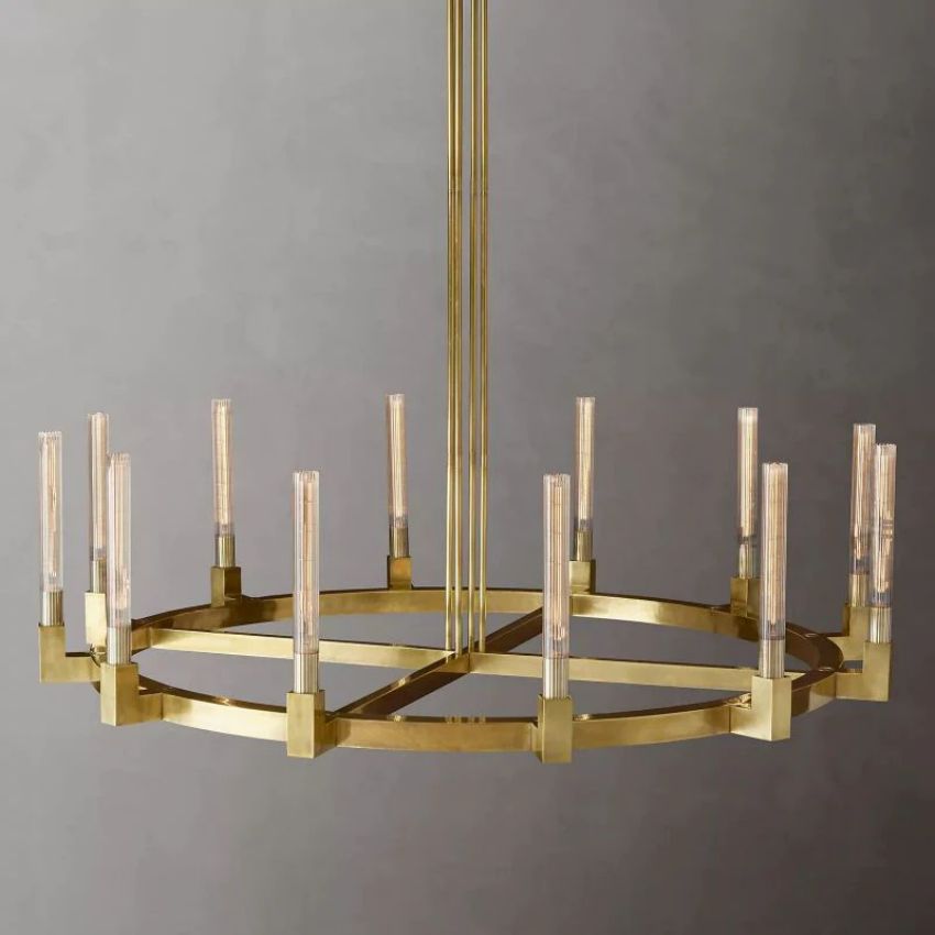 Prismatic Glass Round Chandelier 60"
