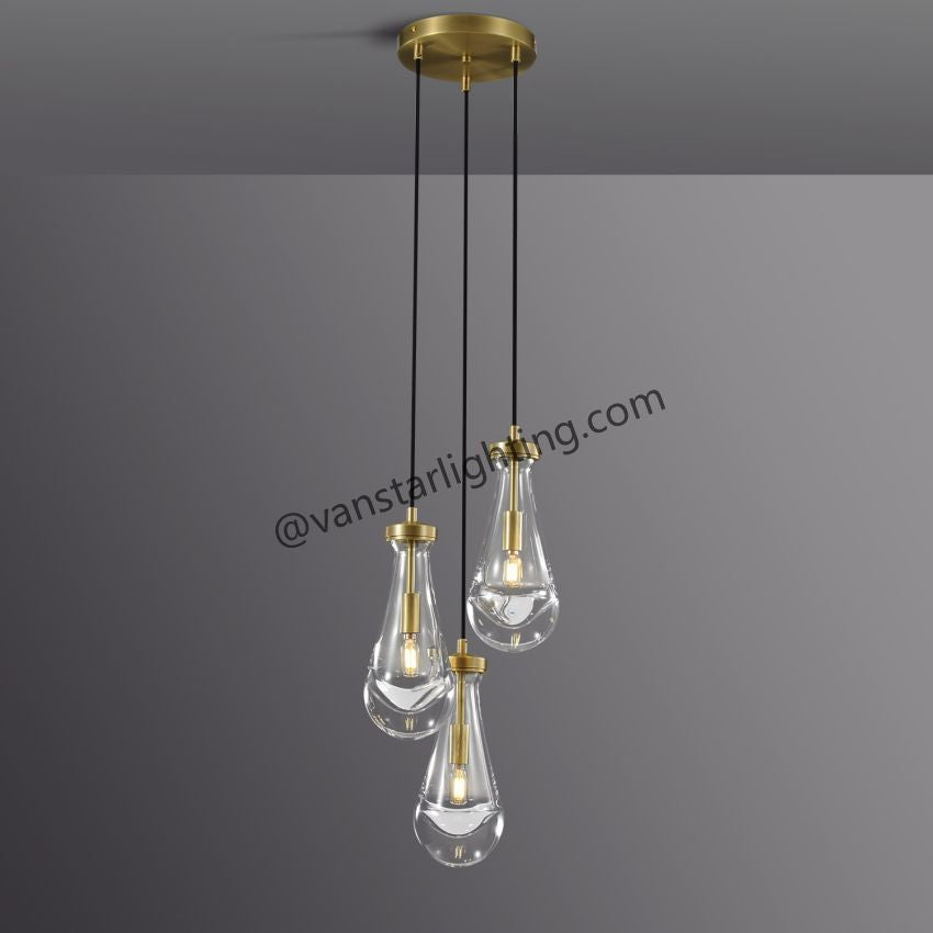 Raindrops 3-Light Cord Round Chandelier