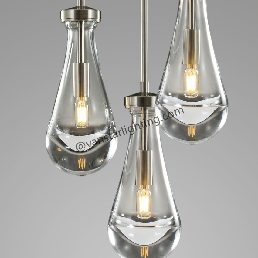 Raindrops 3-Light Rod Round Chandelier