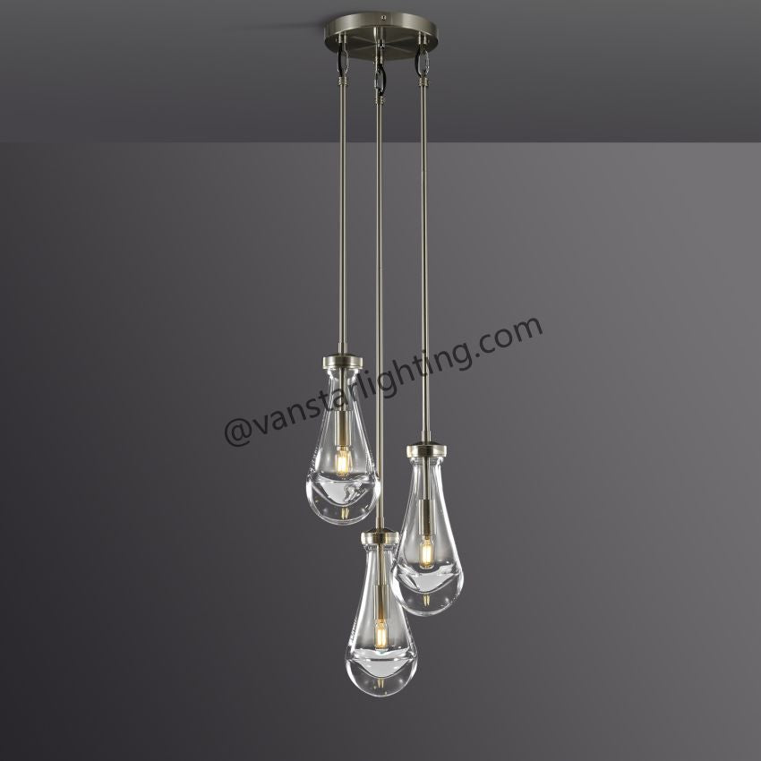 Raindrops 3-Light Rod Round Chandelier