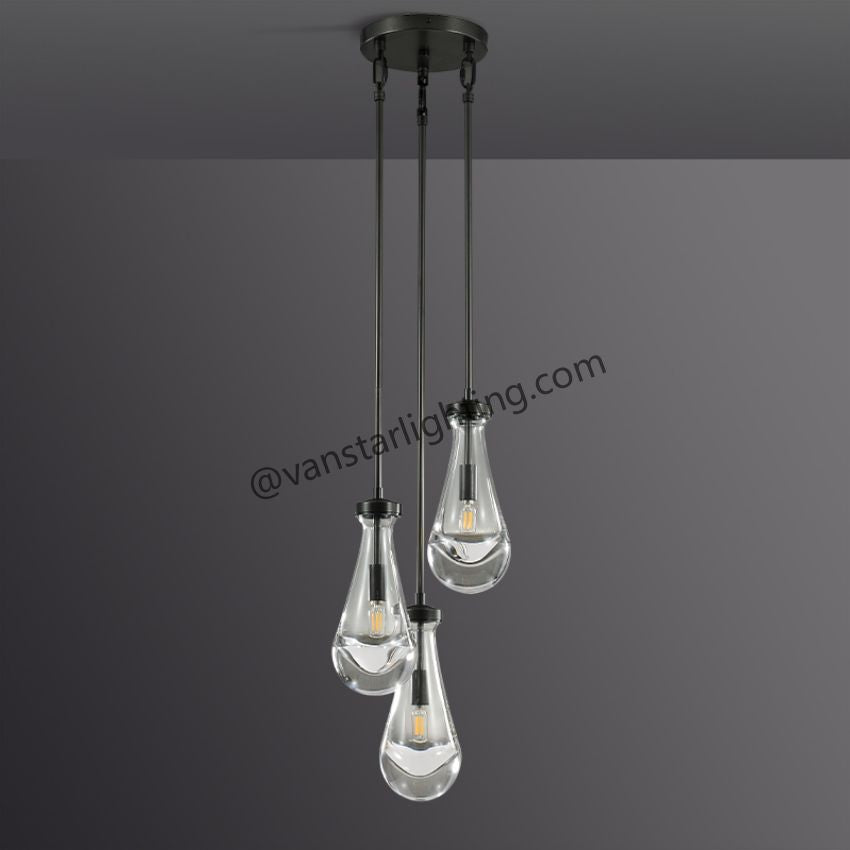 Raindrops 3-Light Rod Round Chandelier