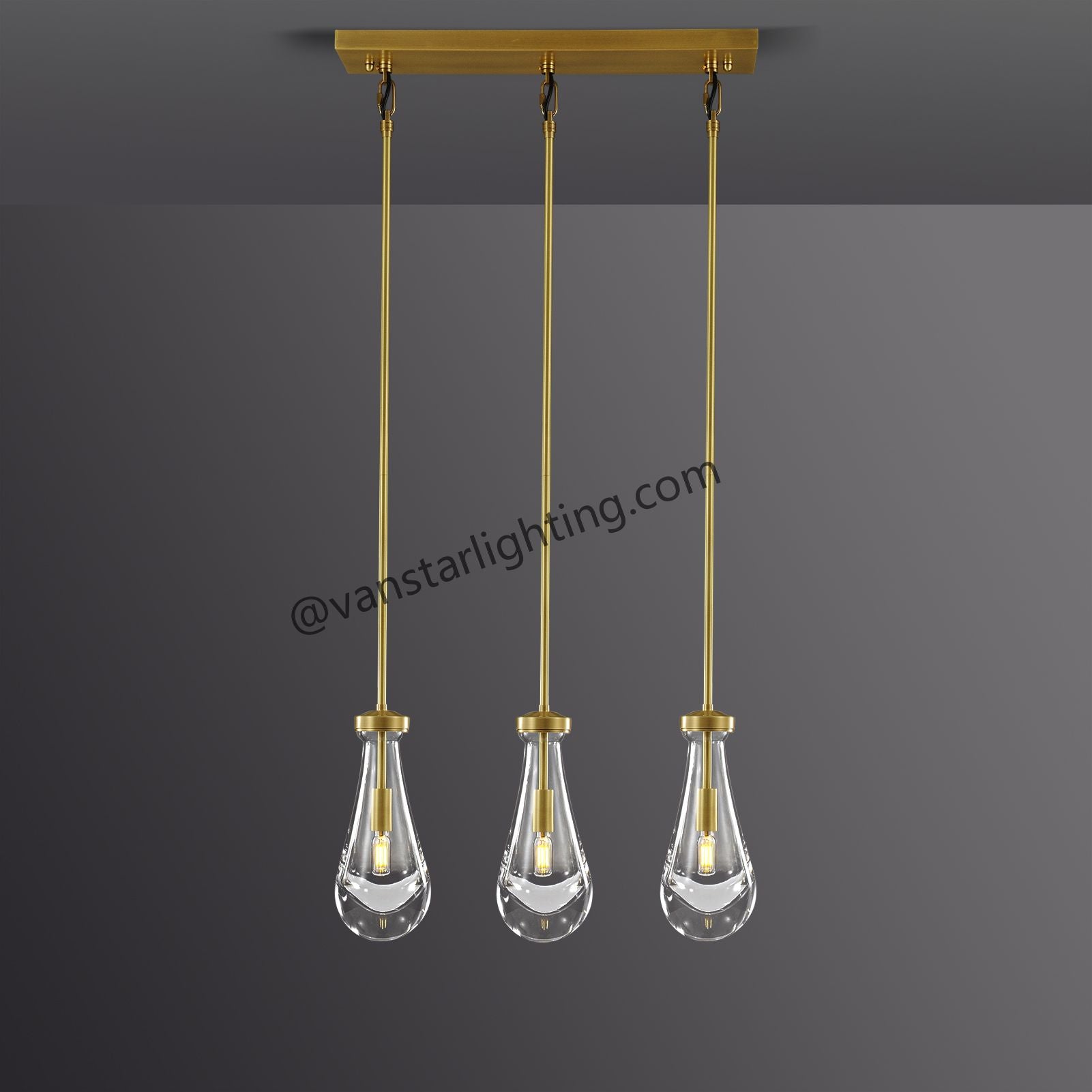 Raindrops 3-Light Rectangular Chandelier