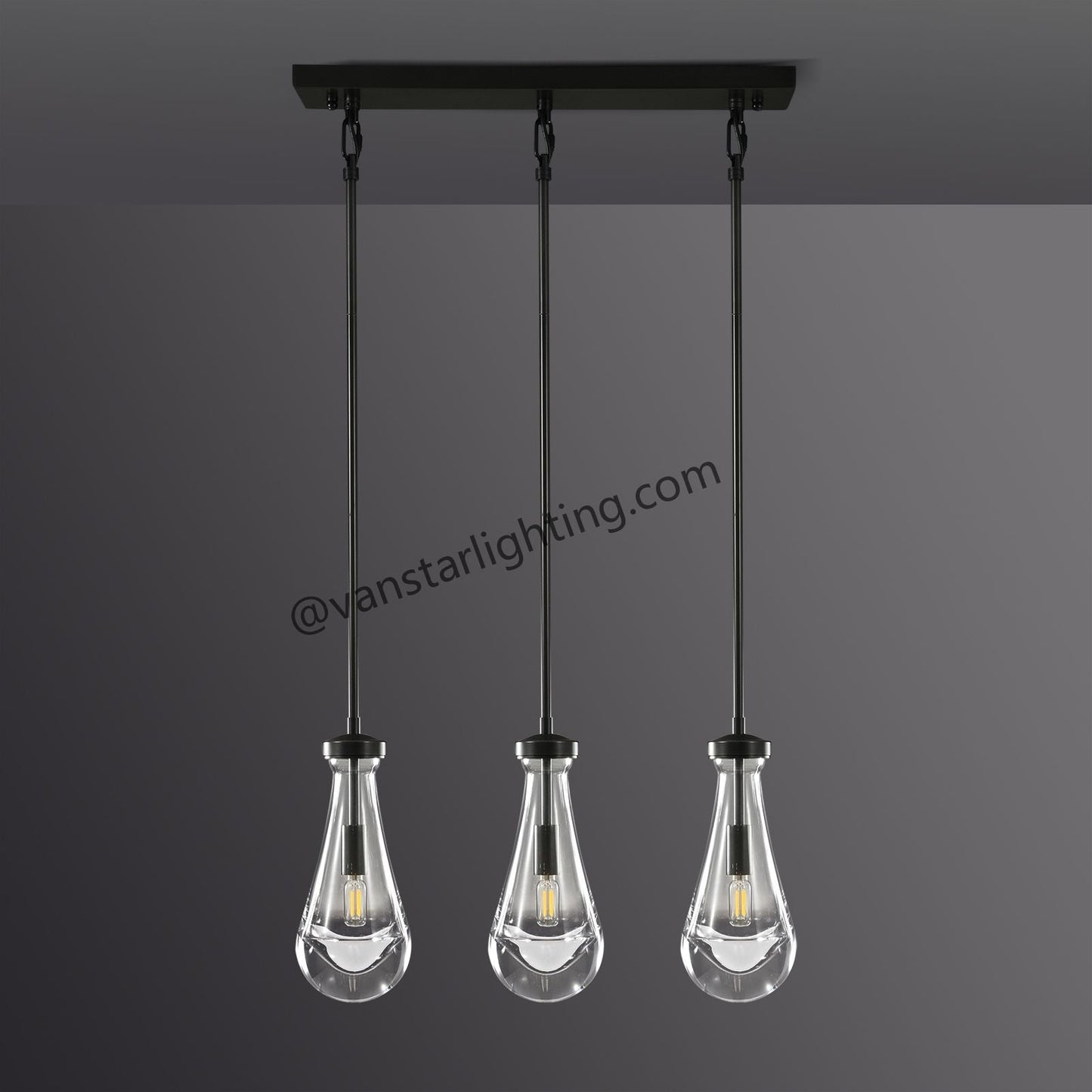 Raindrops 3-Light Rectangular Chandelier