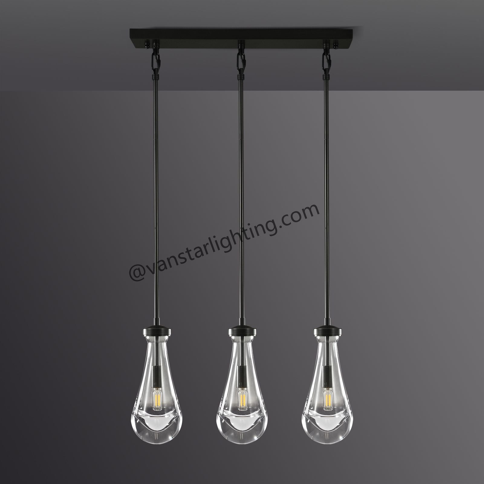 Raindrops 3-Light Rectangular Chandelier