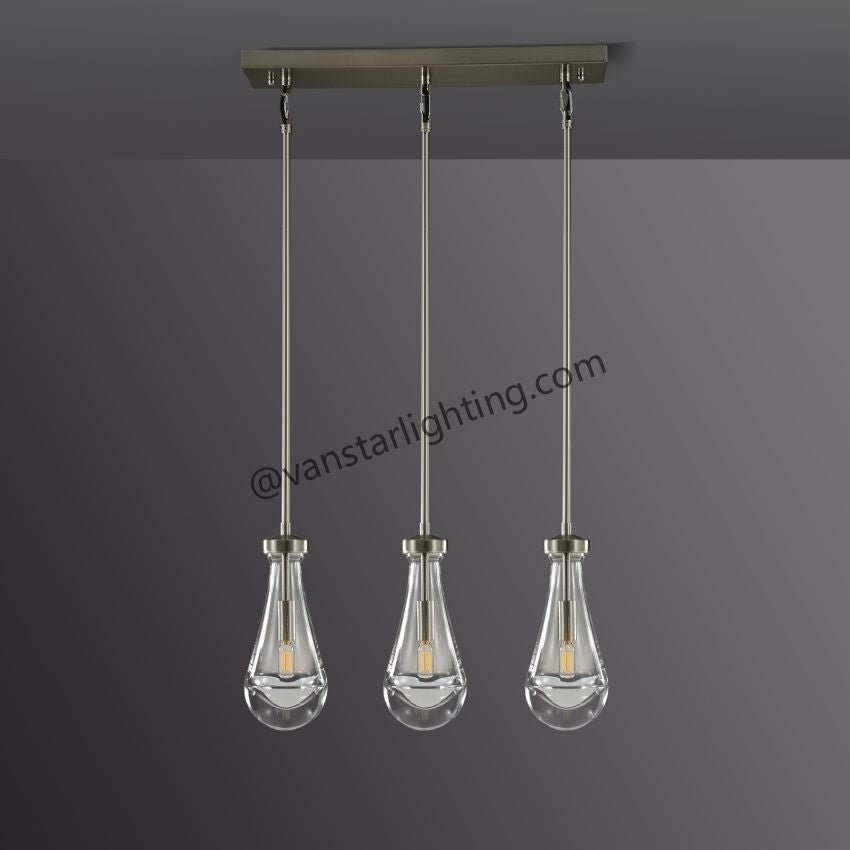 Raindrops 3-Light Rectangular Chandelier