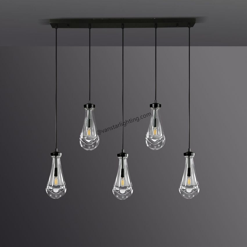 Raindrops 5-Light Cord Rectangular Chandelier