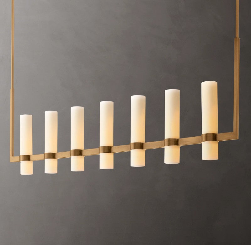 Revalle Linear Milk Glass Chandelier 59"