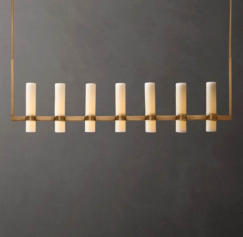 Revalle Linear Milk Glass Chandelier 59"