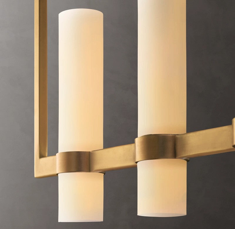 Revalle Linear Milk Glass Chandelier 71"