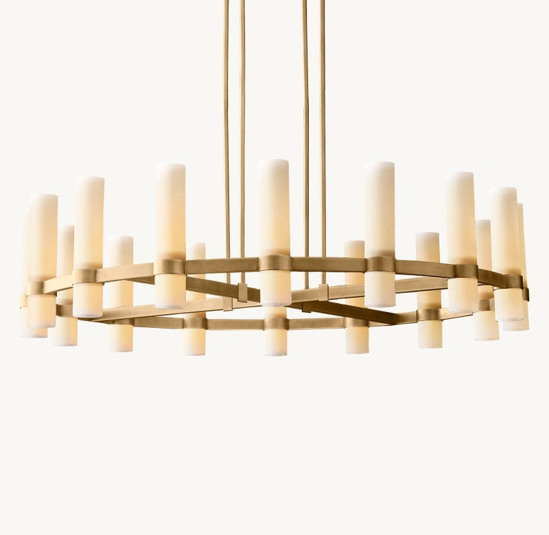 Revalle Round Milk Glass Chandelier 48"