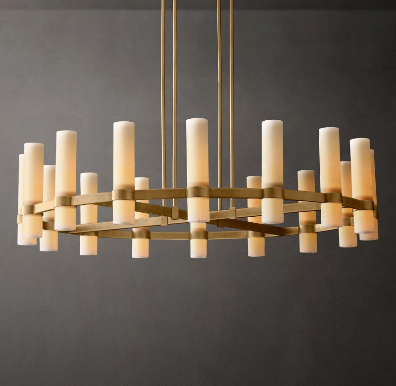 Revalle Round Milk Glass Chandelier 48"