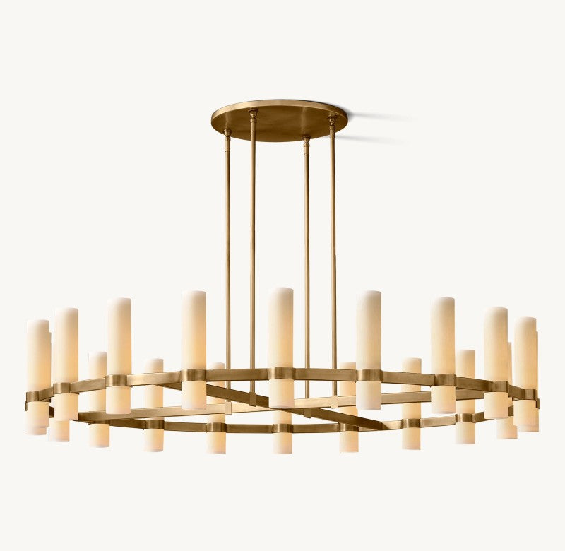 Revalle Round Milk Glass Chandelier 60"