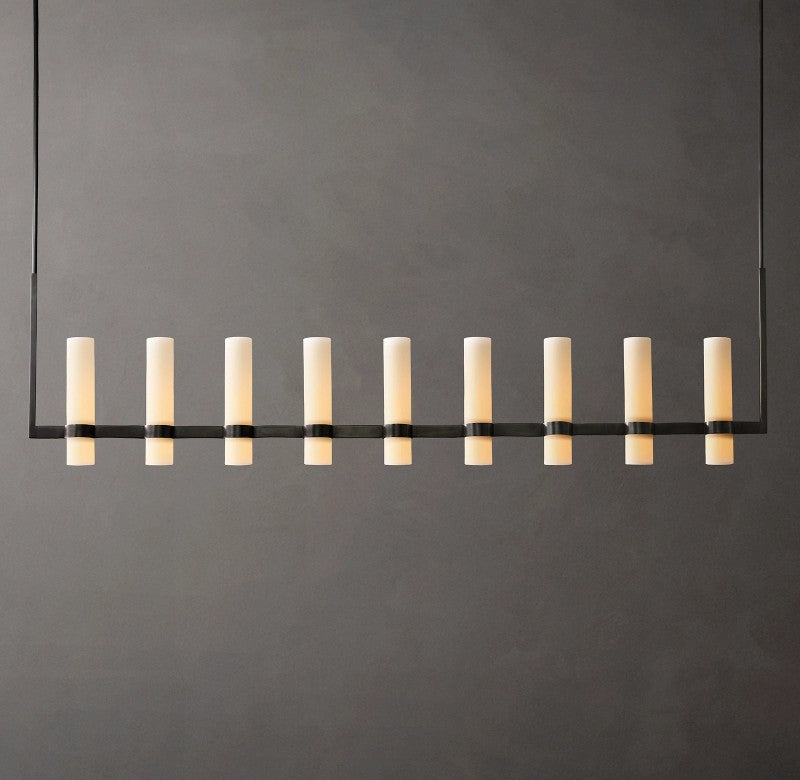 Revalle Linear Milk Glass Chandelier 71"