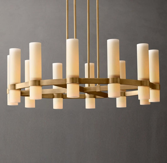 Revalle Round Milk Glass Chandelier 36"