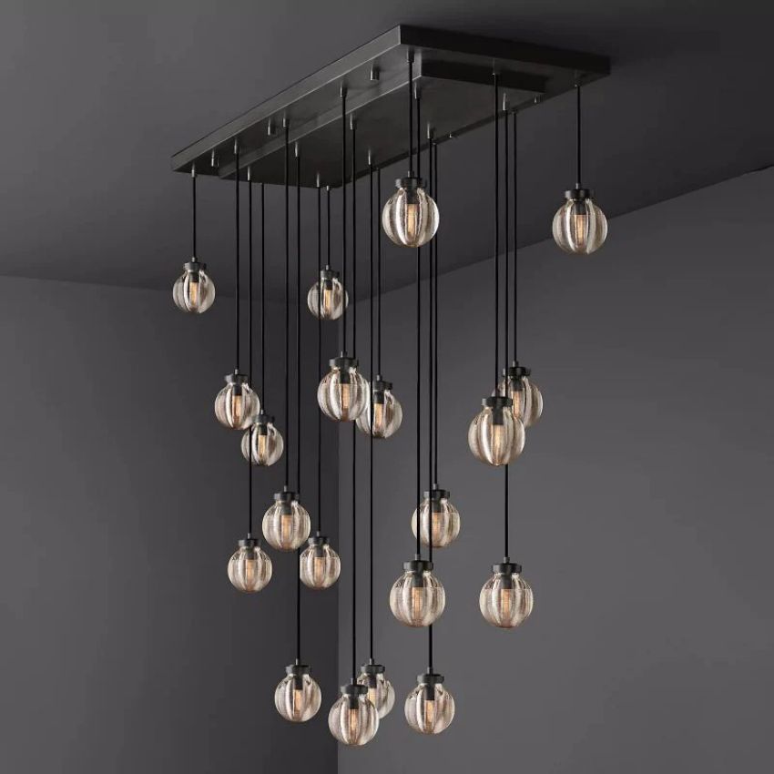 Alieen Pearl Ball Rectangular Chandelier 54”