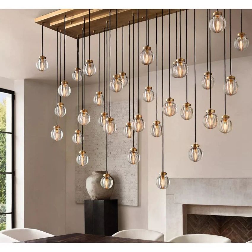 Alieen Pearl Ball Rectangular Chandelier 54”