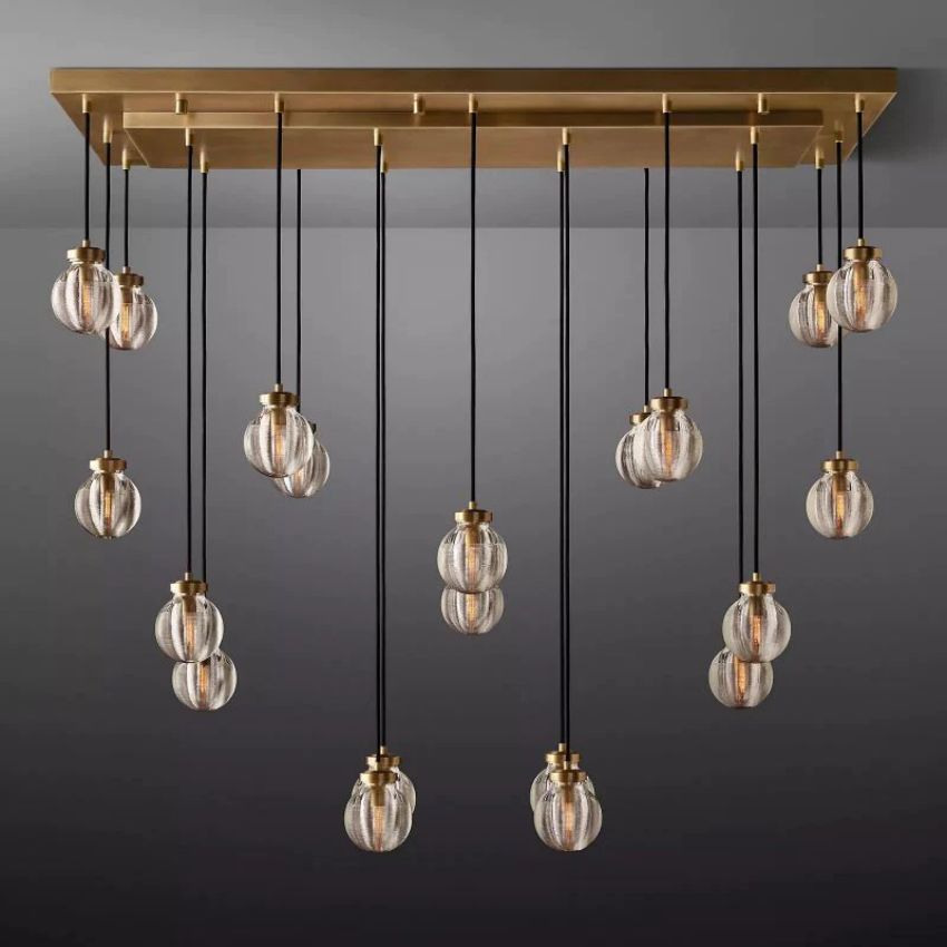 Alieen Pearl Ball Rectangular Chandelier 54”