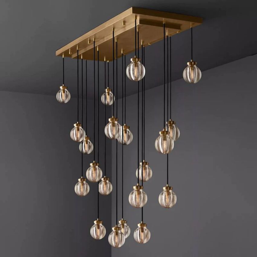 Alieen Pearl Ball Rectangular Chandelier 54”