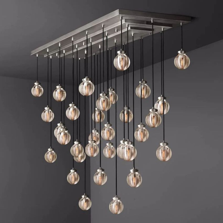 Alieen Pearl Ball Rectangular Chandelier 72”