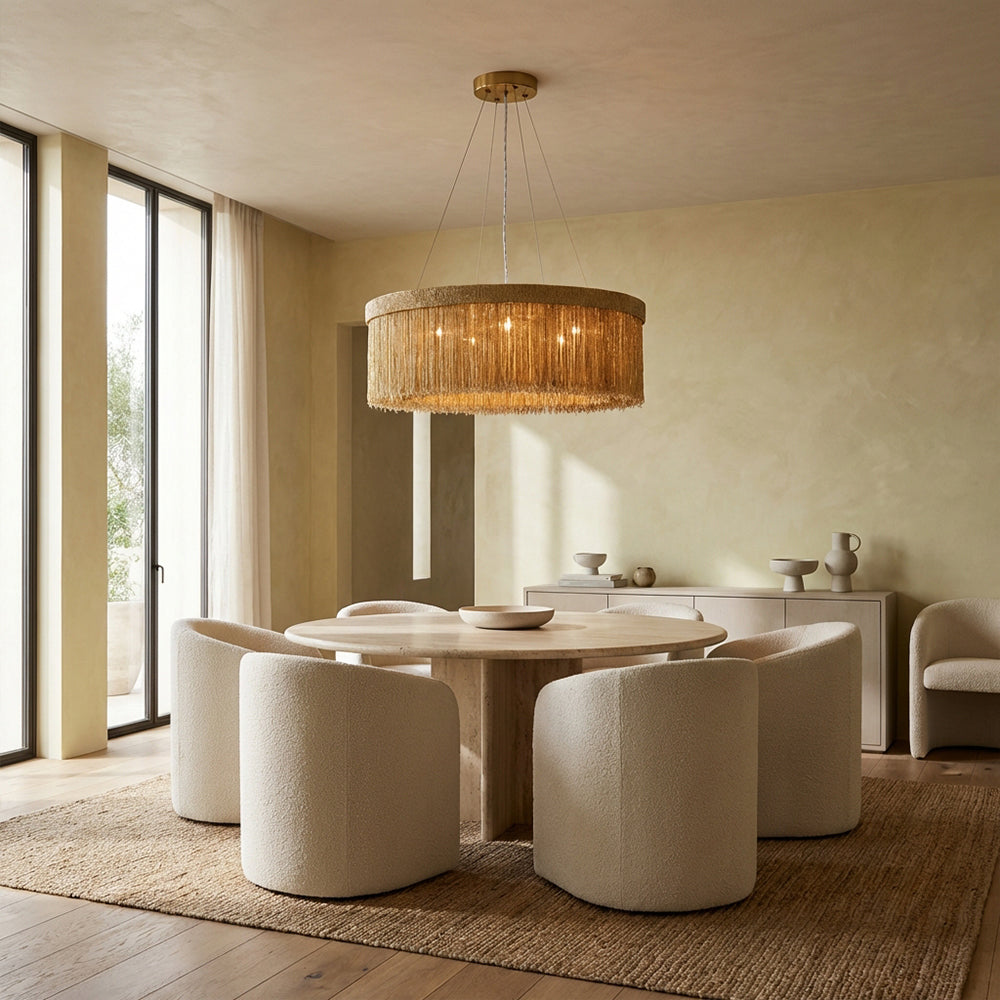 Rowan Jute Fringe Round Chandelier