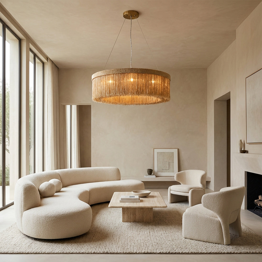 Rowan Jute Fringe Round Chandelier