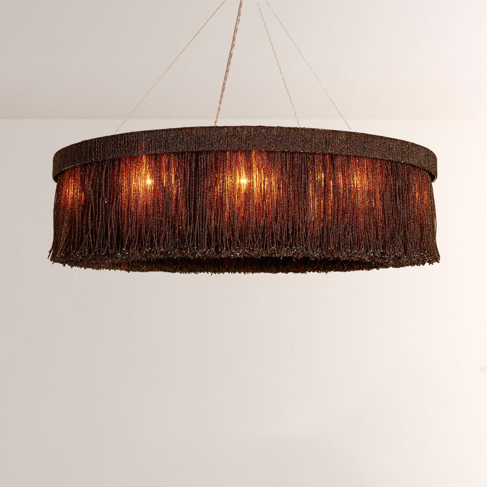 Rowan Jute Fringe Round Chandelier