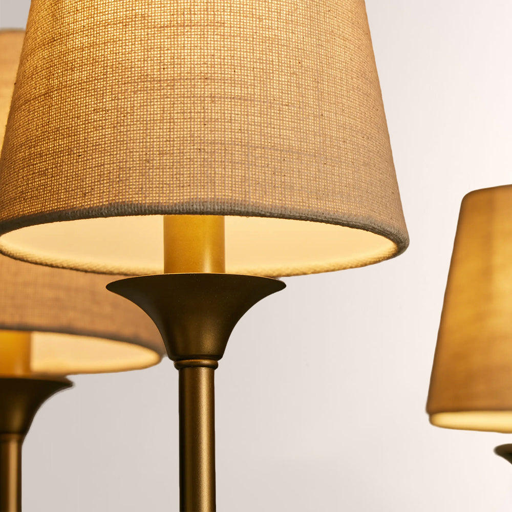 Saylor 6-Light Curved Arm Chandelier with Linen Shades