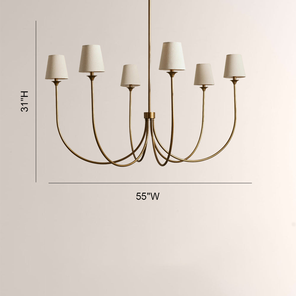 Saylor 6-Light Curved Arm Chandelier with Linen Shades