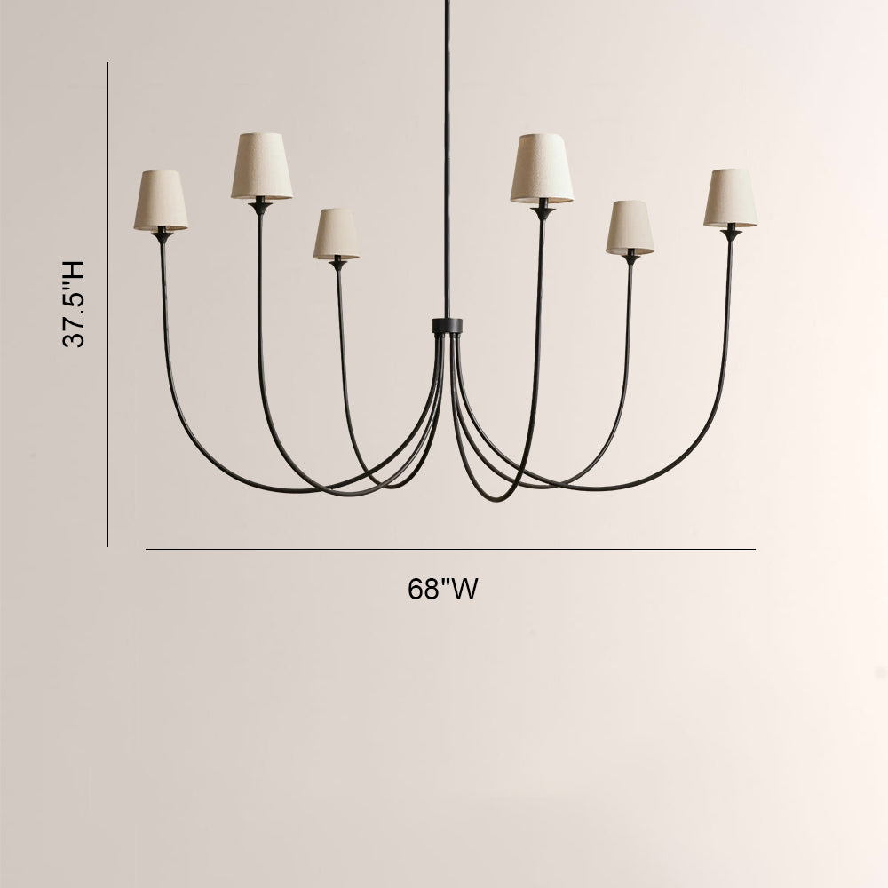 Saylor 6-Light Curved Arm Chandelier with Linen Shades