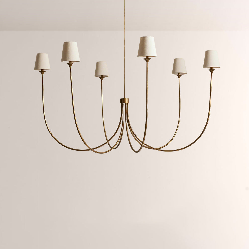 Saylor 6-Light Curved Arm Chandelier with Linen Shades