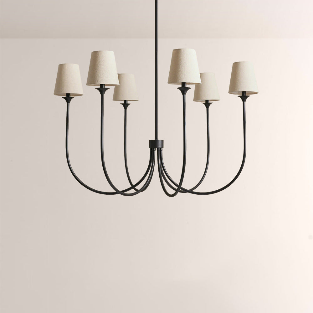 Saylor 6-Light Curved Arm Chandelier with Linen Shades