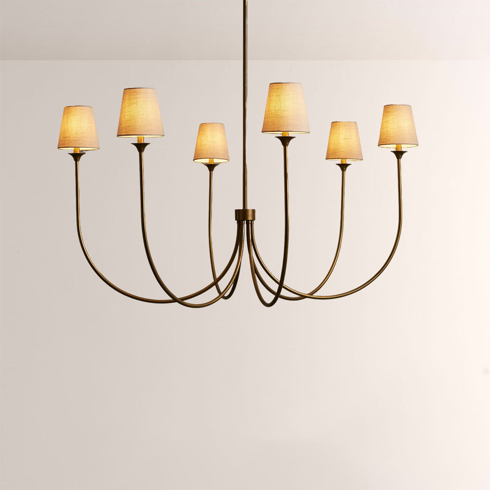 Saylor 6-Light Curved Arm Chandelier with Linen Shades