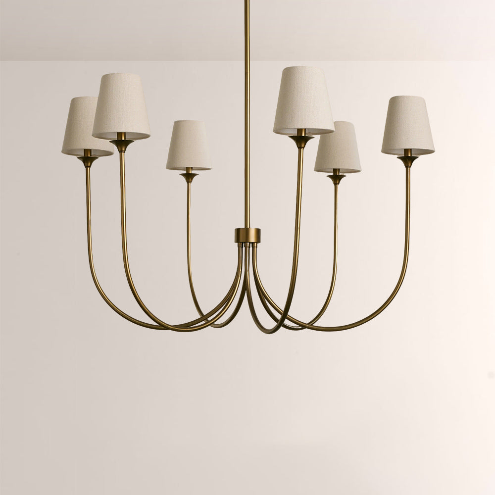 Saylor 6-Light Curved Arm Chandelier with Linen Shades