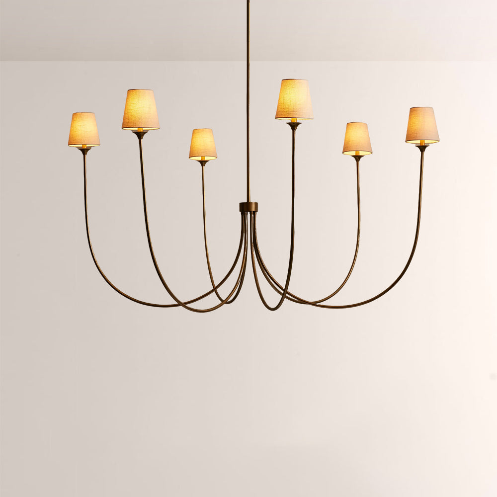 Saylor 6-Light Curved Arm Chandelier with Linen Shades