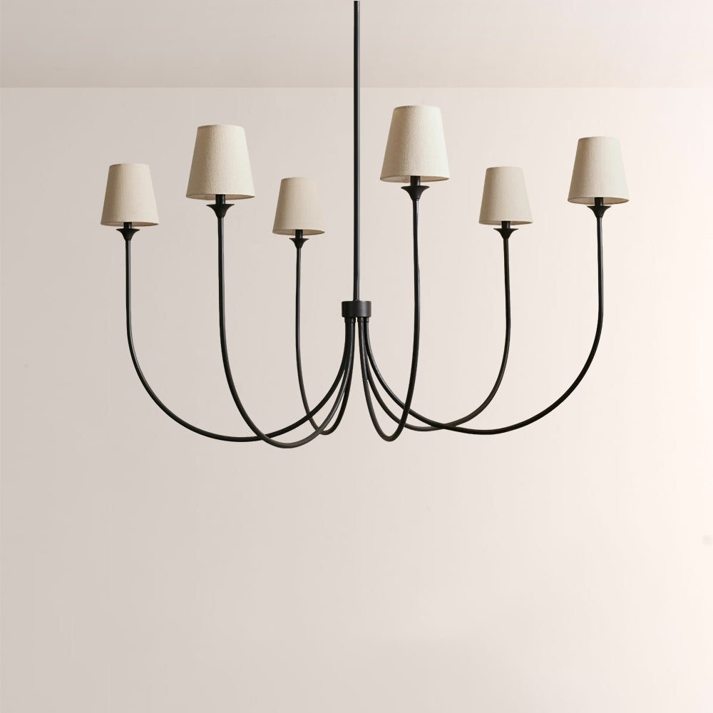Saylor 6-Light Curved Arm Chandelier with Linen Shades
