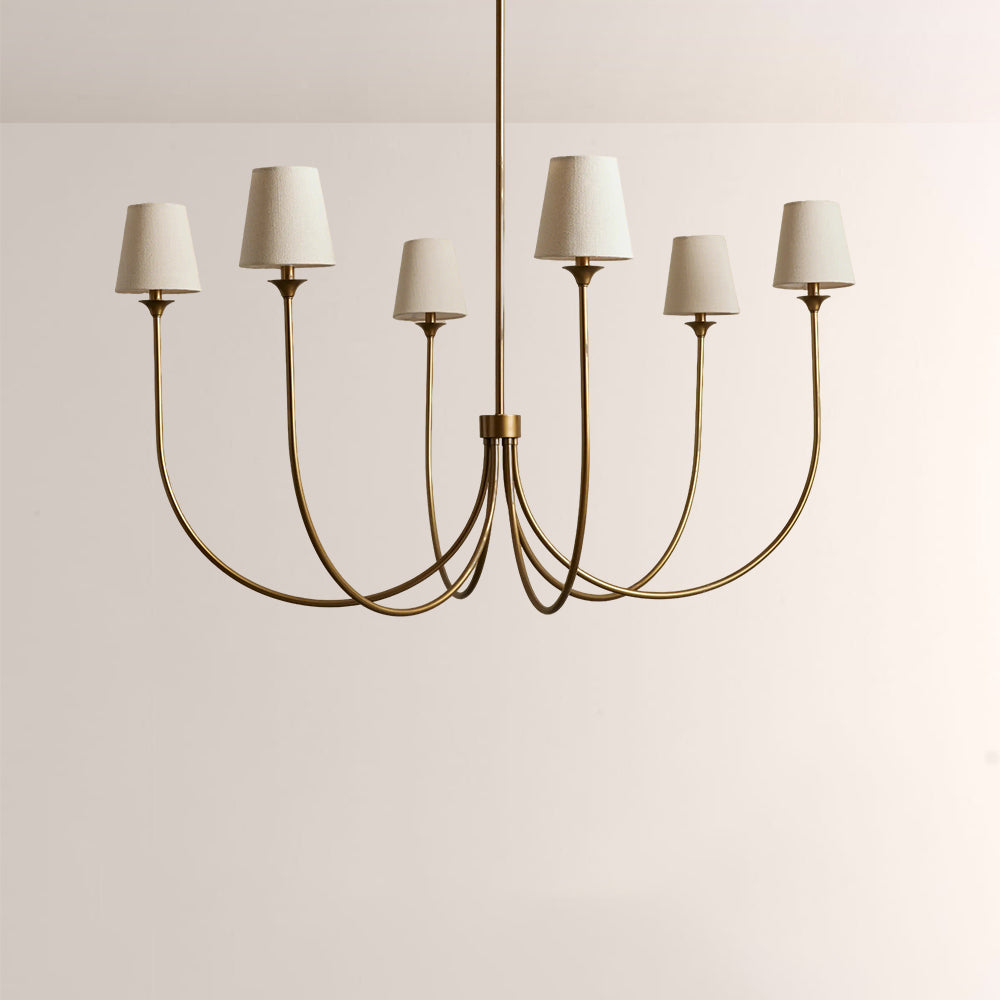 Saylor 6-Light Curved Arm Chandelier with Linen Shades