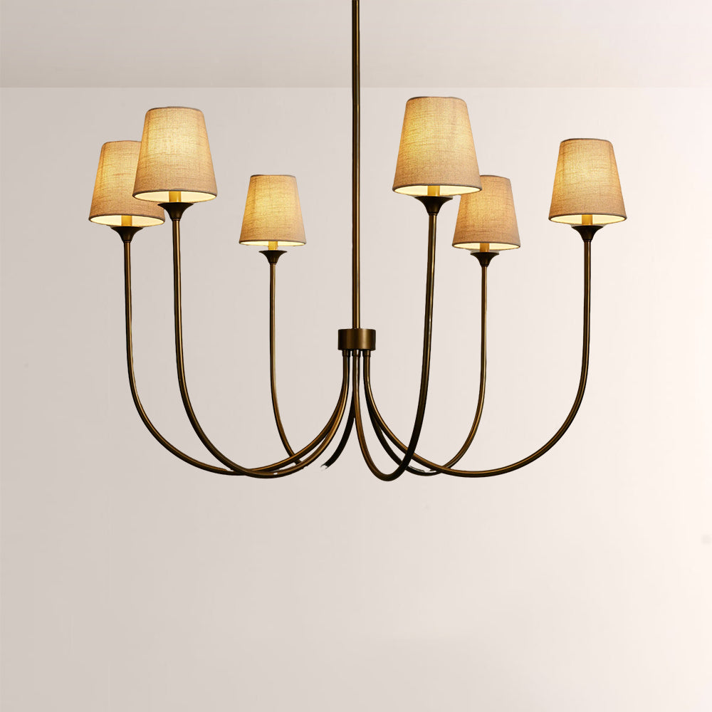 Saylor 6-Light Curved Arm Chandelier with Linen Shades