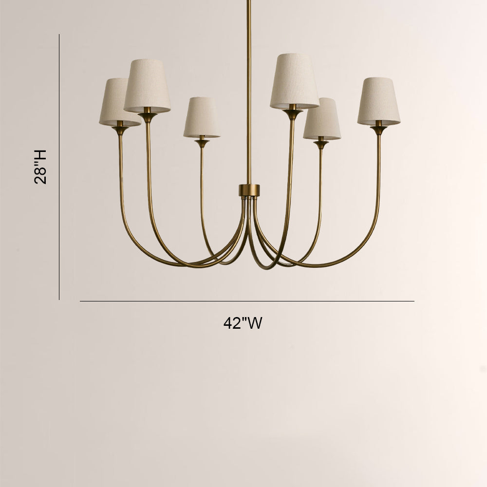 Saylor 6-Light Curved Arm Chandelier with Linen Shades