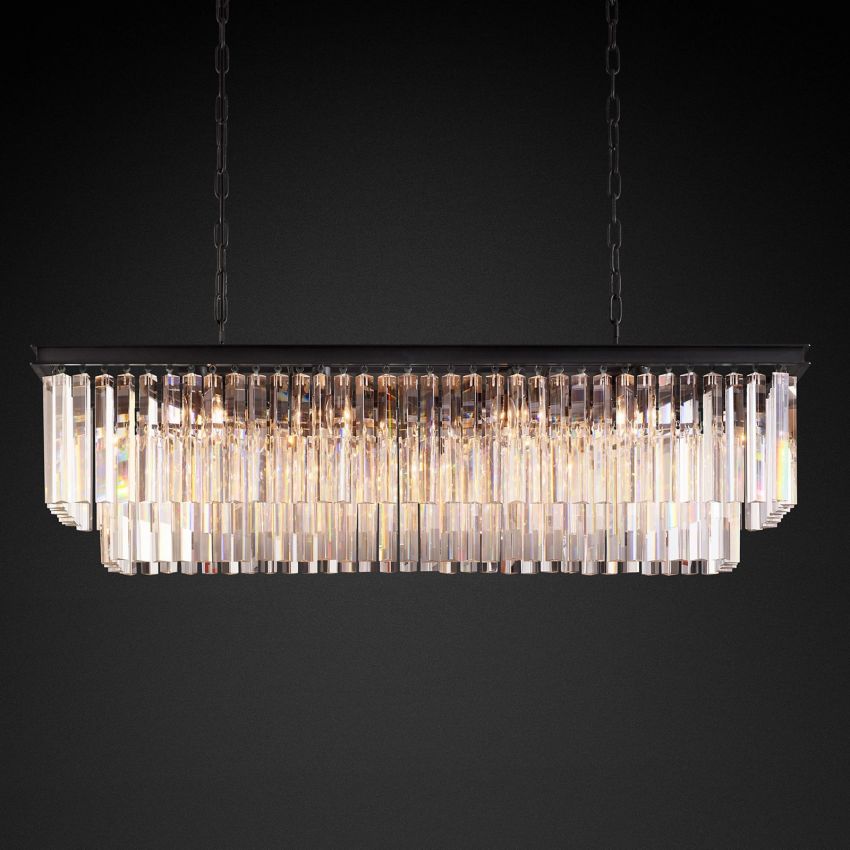 French Classicm Rectangular Chandelier 49"