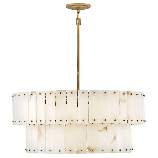 Simo Alabaster Drum 2-Tier Chandelier 34"