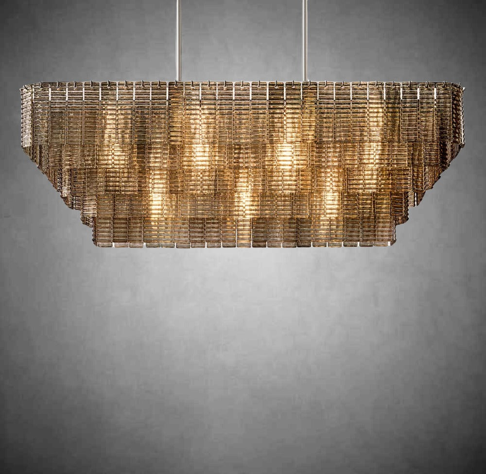 Siri Smoke Rectangle Chandelier 77"