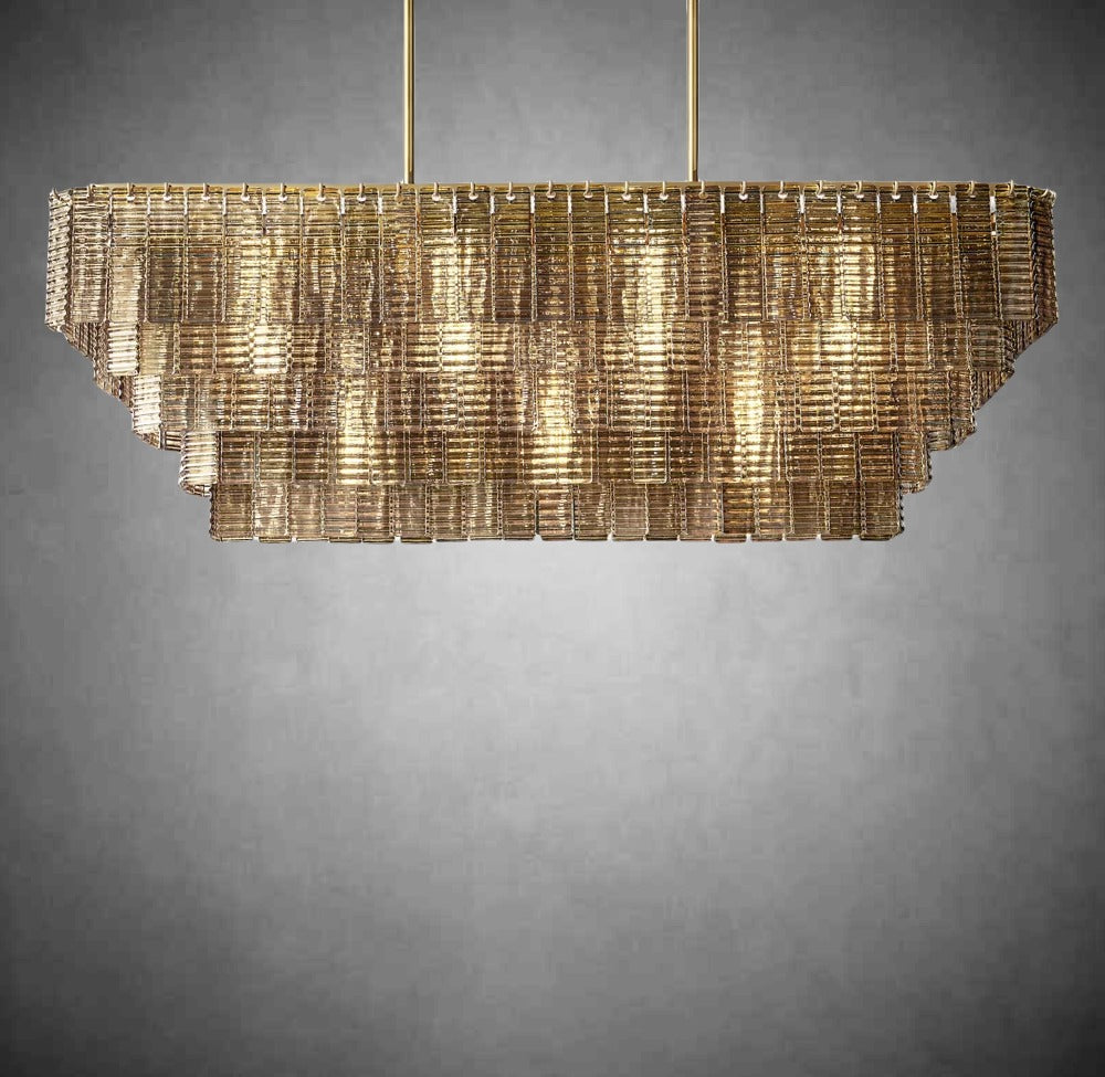 Siri Smoke Rectangle Chandelier 77"