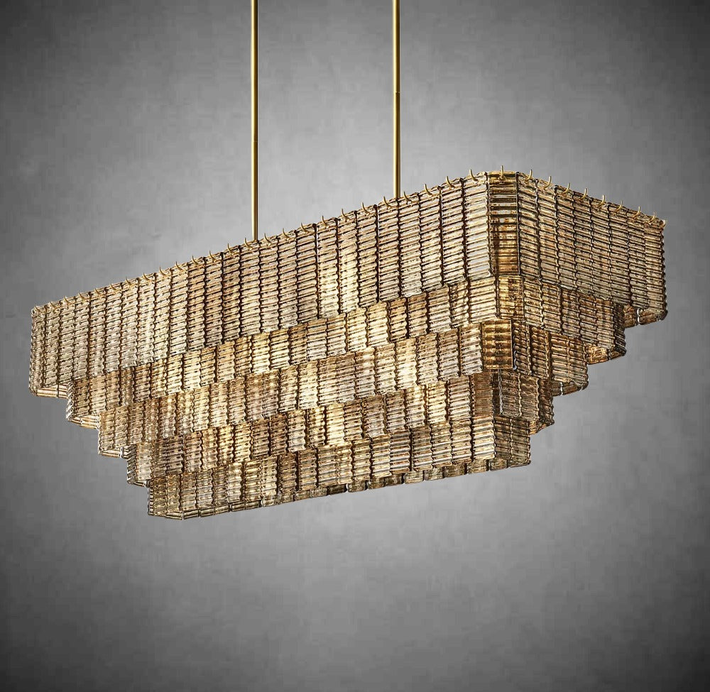 Siri Smoke Rectangle Chandelier 77"
