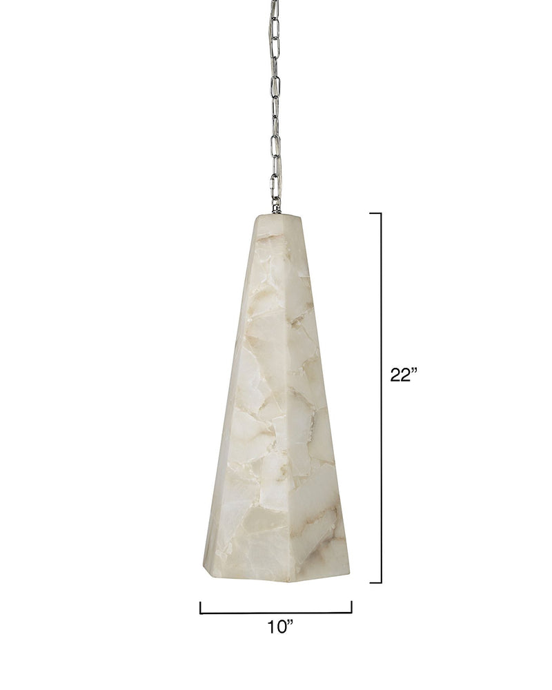 Tall Alabaster Tapered Hexagon Pendant Light