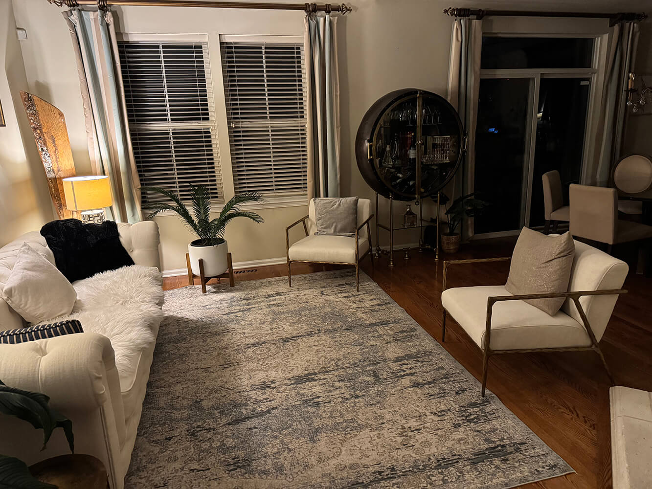 Thaddeus Retro Silver Iron Frame Track Armchair