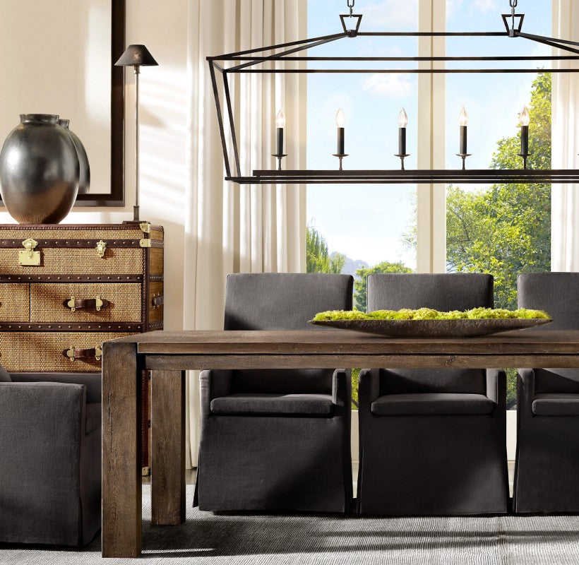 Vintage Openwork Rectangular Chandelier 54"