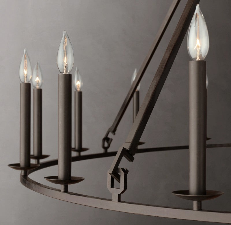 Vintage Openwork Two-Tier Round Chandelier 40"