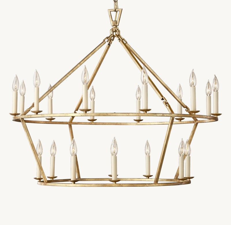 Vintage Openwork Two-Tier Round Chandelier 40"