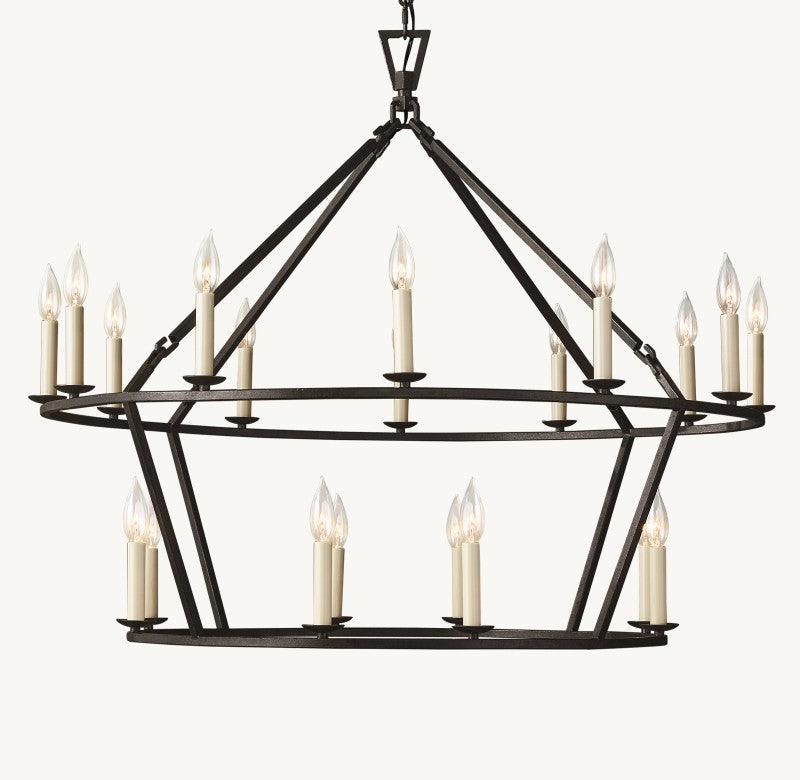 Vintage Openwork Two-Tier Round Chandelier 40"